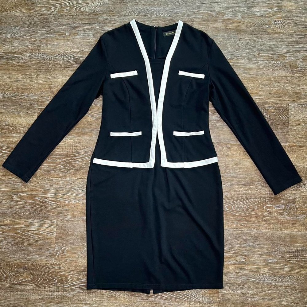MUSHARE Colorblock Black and White Dress